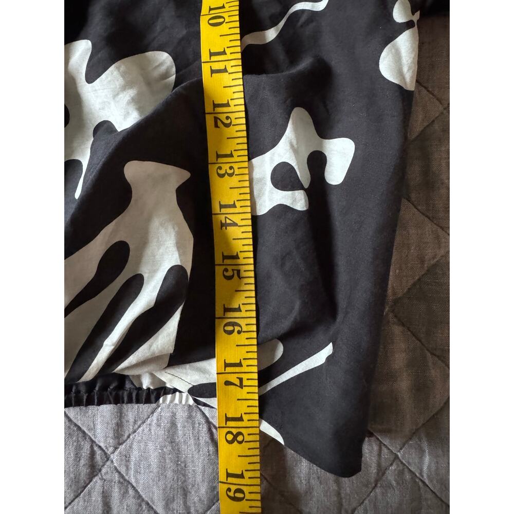 $348 Women's Frame Black & White Silk Cropped Twist Front Collared Shirt Medium - Picture 7 of 8